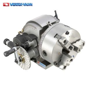 Đầu chia độ vạn năng VERTEX dòng BS với tay quay, hộp trục vít, mâm cặp 3 chấu và đĩa chia lỗ