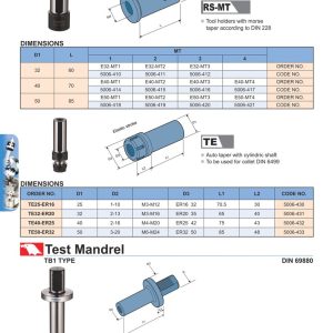 Bạc giảm côn Morse RS-MT, bạc auto TE và trục kiểm TB1 ổ gá dao VDI
