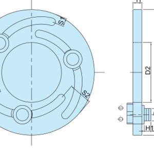 Bản vẽ vòng kẹp tiện chấu mềm VERTEX VFR nhìn mặt và mặt cắt kèm các ký hiệu kích thước