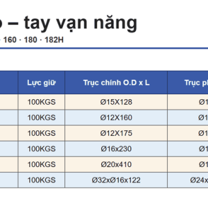 Bảng thông số đế từ tay vạn năng VMB-70 VMB-182H VERTEX