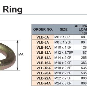 Bu lông mắt VERTEX VLE - bảng thông số 10 mã in trên catalogue
