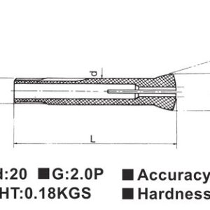 Collet U2 VERTEX: bản vẽ kích thước ngoài và thông số