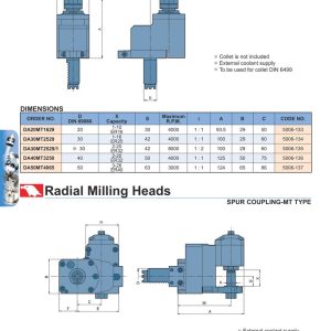 Axial Drilling And Milling Heads Offset Type MT For Baruffaldi Type — đầu khoan lệch tâm và đầu phay đĩa VDI dẫn động