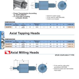 Axial Drilling And Milling Heads, Axial Tapping Heads, Axial Milling Heads IT For Duplomatic Type — đầu khoan phay VDI dẫn động hướng trục