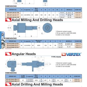 Radial Drilling And Milling Heads, Axial Milling And Drilling Heads, Angular Heads, Axial Drilling And Milling Heads VDI-40 Type HAAS — đầu khoan phay VDI-40