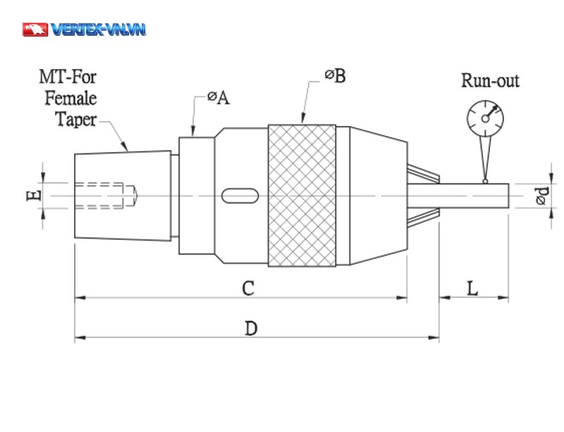Bản vẽ đầu khoan tự kẹp KNT