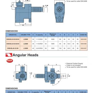 Đầu phay khoan hướng kính và Angular Heads OKUMA VERTEX, tưới nguội ngoài