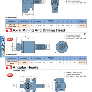 Đầu phay khoan tưới nguội trong và Angular Heads OKUMA VERTEX loại LT200-MY