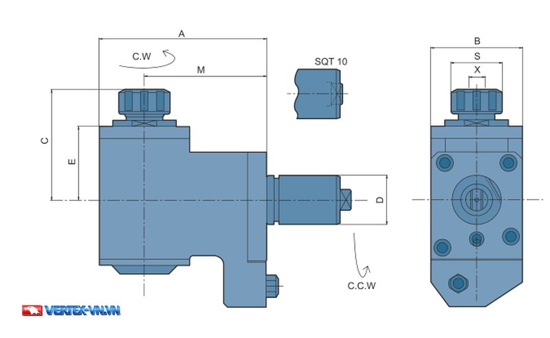 Hình vẽ đầu phay khoan kiểu H cho máy tiện MAZAK Super Quick Turn - catalogue VERTEX tờ E62