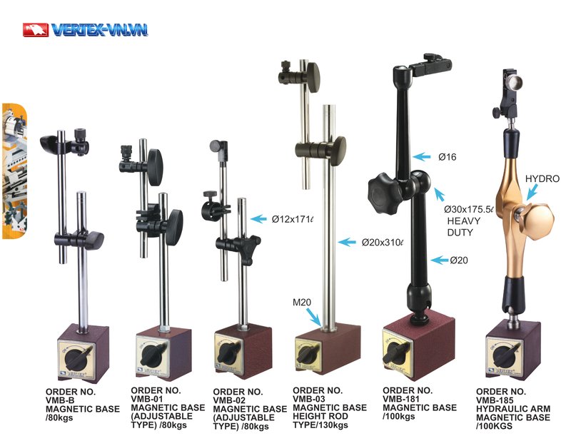 Đế từ gá đồng hồ so tay cố định VMB VERTEX
