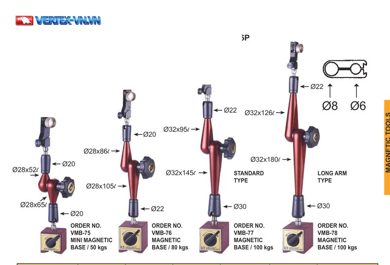Đế từ có cụm tinh chỉnh VMB-75 đến VMB-78 VERTEX