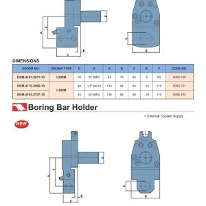 Ổ gá tiện lỗ OKUMA VERTEX Boring Bar Holder, tưới nguội ngoài