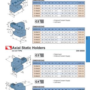 Ổ gá dao VDI hướng trục Axial Static Holders C1 đến C4