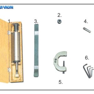 6 phụ kiện tiêu chuẩn đi kèm đầu mài trên máy tiện VERTEX — Internal Spindle, Pulley for Internal Grinding, Flat Belt, Diamond tool, Holder for Diamond Tool, bộ chìa vặn 4 cỡ 8-5-3-2mm