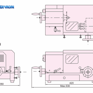 Bản vẽ kích thước máy cắt thanh VERTEX VEC-20 theo catalogue