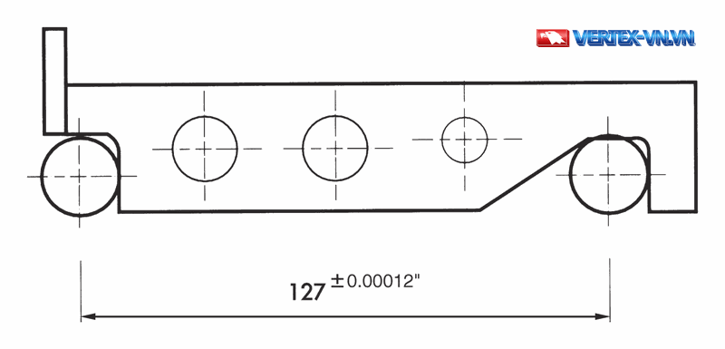 Bản vẽ kích thước thước sin VERTEX hệ inch V-S25, V-S50 theo catalogue