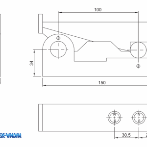 Bản vẽ kích thước thước sin nam châm VERTEX V-S50M, V-S100M theo catalogue