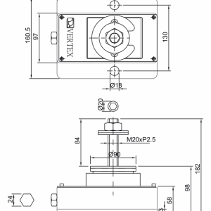 Bản vẽ kích thước đế giảm chấn VERTEX VSA-150H theo catalogue