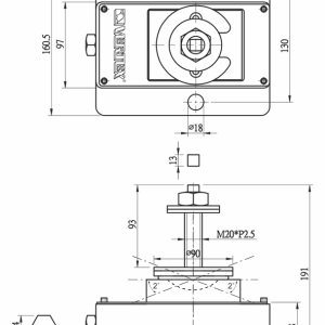 Bản vẽ kích thước đế giảm chấn VERTEX VSA-150K theo catalogue