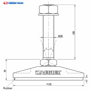 Bản vẽ kích thước đế giảm chấn VERTEX VSA-25K theo catalogue