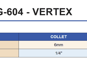 Bảng phụ tùng tùy chọn VAG-604: 2 mã collet 6mm và 1/4 inch, CODE NO. 8001-117A và 8001-117B