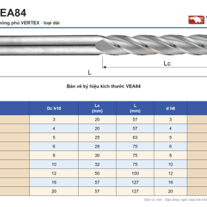 Bảng thông số dao phay ngón hợp kim không phủ VERTEX VEA84
