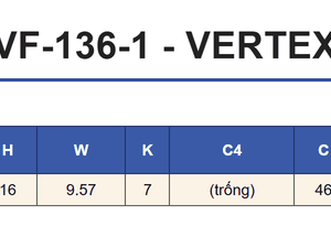 Bảng thông số bầu kẹp dao phay khỏa mặt VF-136-1: côn chuôi MT-3, cột D, H, W, K, C4, C, L, khối lượng (kg) và CODE NO.