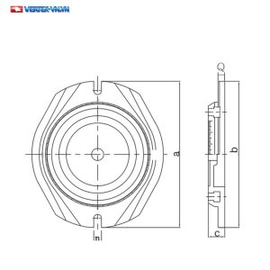Bản vẽ đế xoay HS-4, HS-5, HS-6, HS-8: hình tròn có ký hiệu a, n; hình cạnh có ký hiệu b, Q, c