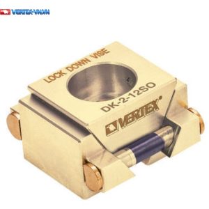 Ê tô Lock Down VERTEX DK-2-12SO hàm trơn, khối kẹp vàng đồng khắc LOCK DOWN VISE, mặt hàm phẳng