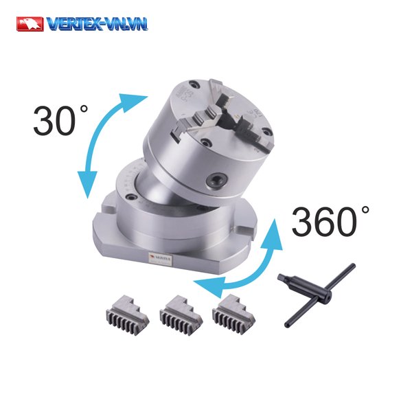Mâm cặp xoay góc tự do nghiêng 30 độ, xoay 360 độ