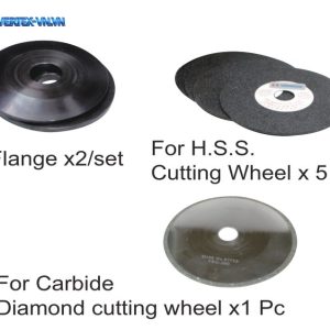 Phụ kiện máy cắt thanh VEC-20: bích, đá cắt HSS, đá kim cương