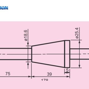 Bản vẽ trục cân bằng FKT-250-BAR với các số ø15, ø18.6, ø25.4, 75, 39, 5 và tổng 178