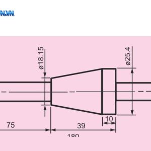Bản vẽ trục cân bằng FTA-350-BAR với các số ø15, ø18.15, ø25.4, 75, 39, 10 và tổng 180