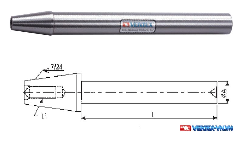 Trục kiểm Test Arbor VERTEX và bản vẽ ký hiệu G, ØA, L