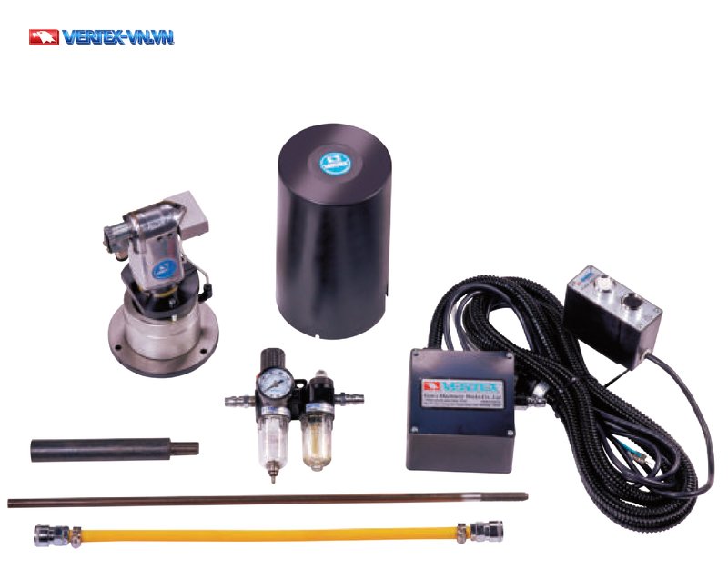 Bộ tiêu chuẩn ty rút khí nén VERTEX PD: động cơ, hộp điều khiển, bộ lọc khí và tra dầu, ty rút, phụ kiện lắp
