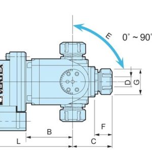 Bản vẽ ký hiệu kích thước đầu phay góc vạn năng NC UAER (A, B, C, ØD, E, F, ØG, L, J)