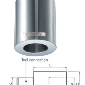 Ảnh khối và bản vẽ ống nối dài đường kính cố định VBQ: nhãn Tool connection, ký hiệu Ød, ØD, L