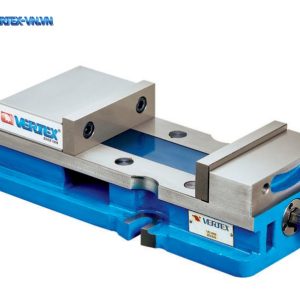 Ê tô khóa góc VERTEX VD-XR6 bản đảo chiều: khối má lớn có nhãn VERTEX bên trái, má mỏng và đầu trục bên phải