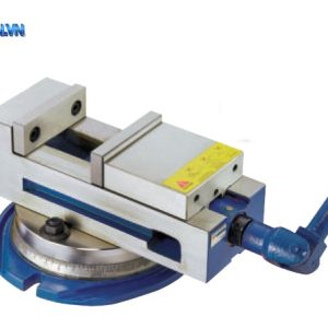 Ê tô khóa cố định VERTEX VMC-4-S WITH BASE đặt trên đế tròn, ảnh in hai số đo 143 và 50