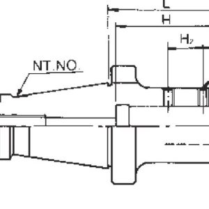 Bản vẽ ký hiệu kích thước bầu kẹp dao phay kiểu vít kẹp chuôi NT VERTEX VN: D, C, H, L, H1, H2, G