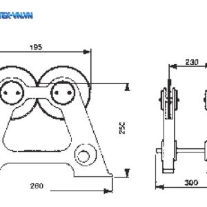 Bản vẽ kích thước thiết bị cân bằng đá mài WBS-300 với các số 195, 230 và 300 trên đường kích thước